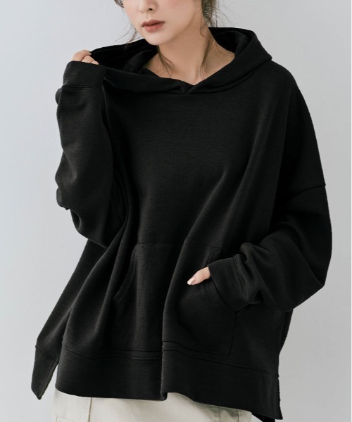 kirakiraShop(キラキラショップ)の「ルーズ シルエット フーディー(スウェット・レディース・カーキ/杢グレー/チャコール/ライトベージュ/オフホワイト/ブラウン/ブラック・FREE)」の3枚目の写真