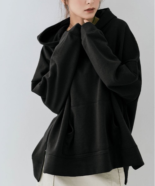 kirakiraShop(キラキラショップ)の「ルーズ シルエット フーディー(スウェット・レディース・カーキ/杢グレー/チャコール/ライトベージュ/オフホワイト/ブラウン/ブラック・FREE)」の10枚目の写真