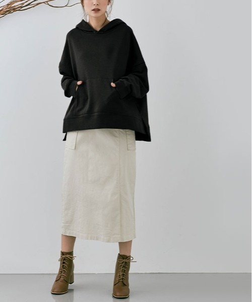 kirakiraShop(キラキラショップ)の「ルーズ シルエット フーディー(スウェット・レディース・カーキ/杢グレー/チャコール/ライトベージュ/オフホワイト/ブラウン/ブラック・FREE)」の11枚目の写真