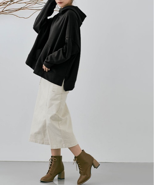 kirakiraShop(キラキラショップ)の「ルーズ シルエット フーディー(スウェット・レディース・カーキ/杢グレー/チャコール/ライトベージュ/オフホワイト/ブラウン/ブラック・FREE)」の13枚目の写真