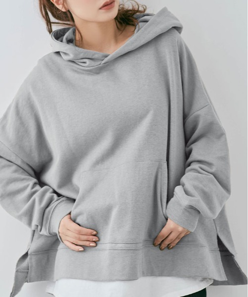 kirakiraShop(キラキラショップ)の「ルーズ シルエット フーディー(スウェット・レディース・カーキ/杢グレー/チャコール/ライトベージュ/オフホワイト/ブラウン/ブラック・FREE)」の15枚目の写真