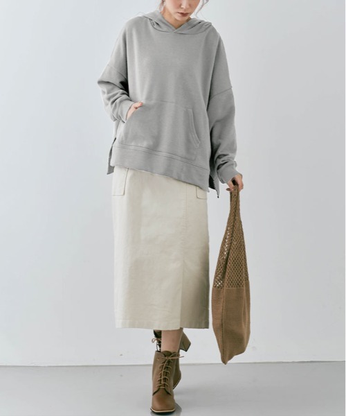 kirakiraShop(キラキラショップ)の「ルーズ シルエット フーディー(スウェット・レディース・カーキ/杢グレー/チャコール/ライトベージュ/オフホワイト/ブラウン/ブラック・FREE)」の18枚目の写真