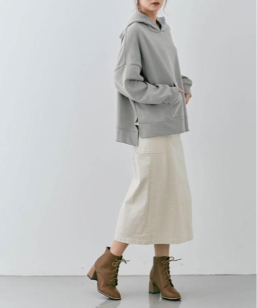 kirakiraShop(キラキラショップ)の「ルーズ シルエット フーディー(スウェット・レディース・カーキ/杢グレー/チャコール/ライトベージュ/オフホワイト/ブラウン/ブラック・FREE)」の19枚目の写真