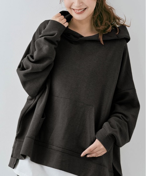 kirakiraShop(キラキラショップ)の「ルーズ シルエット フーディー(スウェット・レディース・カーキ/杢グレー/チャコール/ライトベージュ/オフホワイト/ブラウン/ブラック・FREE)」の22枚目の写真