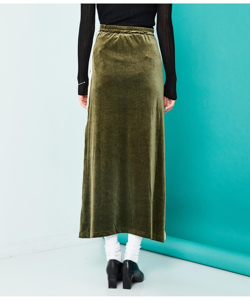 Settimissimo（セッティミッシモ）の「サイドライン ベロア Iライン スカート（スカート・レディース・カーキ/ブラック・FREE）」の8枚目の写真