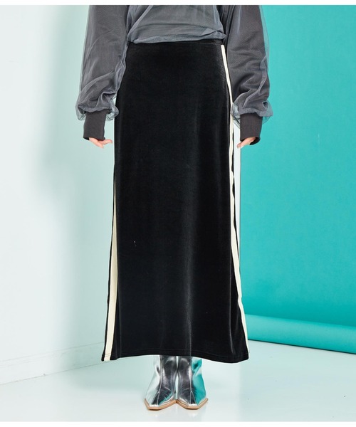Settimissimo（セッティミッシモ）の「サイドライン ベロア Iライン スカート（スカート・レディース・カーキ/ブラック・FREE）」の11枚目の写真