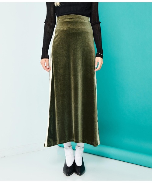 Settimissimo（セッティミッシモ）の「サイドライン ベロア Iライン スカート（スカート・レディース・カーキ/ブラック・FREE）」の10枚目の写真