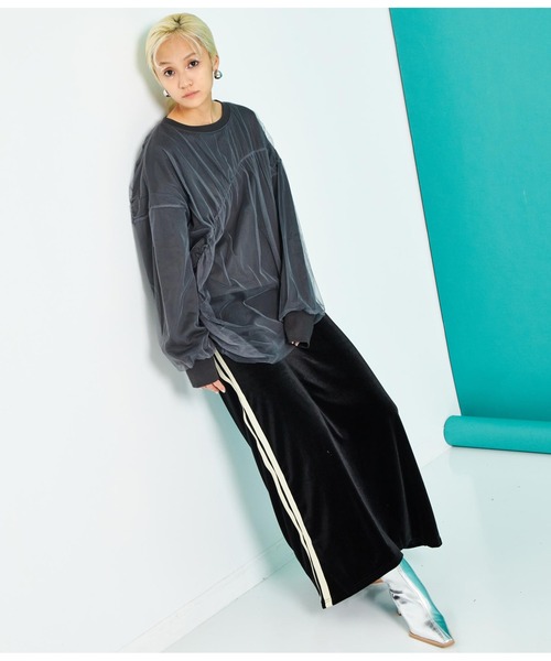 Settimissimo（セッティミッシモ）の「サイドライン ベロア Iライン スカート（スカート・レディース・カーキ/ブラック・FREE）」の19枚目の写真