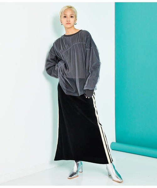 Settimissimo（セッティミッシモ）の「サイドライン ベロア Iライン スカート（スカート・レディース・カーキ/ブラック・FREE）」の21枚目の写真