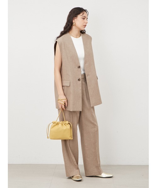 Mila Owen（ミラオーウェン）の「SET UPタックワイドパンツ（その他パンツ・レディース・ベージュ/モカ/ブラック・0/1）」の5枚目の写真