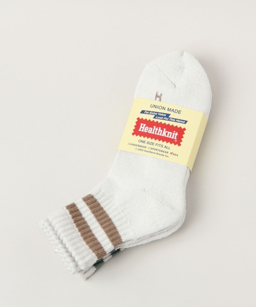 Healthknit(ヘルスニット)の「【Healthknit/ヘルスニット】3P/シンカー2ラインソックス(ソックス/靴下・メンズ・ホワイト・FREE)」の2枚目の写真