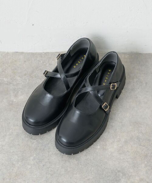 RETRO GIRL（レトロガール）の「クロスベルトシューズ（ローファー・レディース・ブラック/オフホワイト/ブラック系その他・MEDIUM/LARGE）」の9枚目の写真