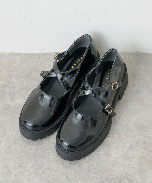 RETRO GIRL（レトロガール）の「クロスベルトシューズ（ローファー・レディース・ブラック/オフホワイト/ブラック系その他・MEDIUM/LARGE）」の11枚目の写真