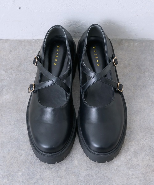 RETRO GIRL（レトロガール）の「クロスベルトシューズ（ローファー・レディース・ブラック/オフホワイト/ブラック系その他・MEDIUM/LARGE）」の7枚目の写真