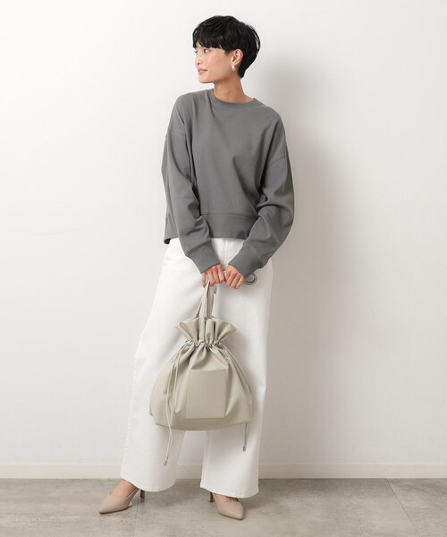 OPAQUE.CLIP（オペークドットクリップ）の「◆ポンチショートトップス/コットン100％【洗濯機洗い可】（Tシャツ/カットソー・レディース・チャコールグレー/ホワイト/ピンク・38/40）」の13枚目の写真