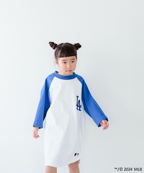 LOWRYS FARM（ローリーズファーム）の「ＭＬＢラグランチュニックＴシャツ　 106021（Tシャツ/カットソー・キッズ・グリーン/レッド/ネイビー/ブルー・110cm/130cm/140cm/150cm/120cm）」の5枚目の写真