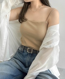 【新色追加】カップ付きダブルストラップバックオープンキャミソール