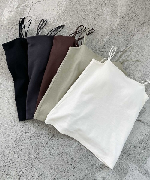 andme（アンドミー）の「【新色追加】カップ付きダブルストラップバックオープンキャミソール（キャミソール・レディース・ブラウン/キナリ/ブラック/セージグリーン/チャコールグレー/ベージュ/ネイビー・M）」の10枚目の写真