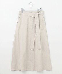 【洗える】リネンビスコースストレッチフレア スカート