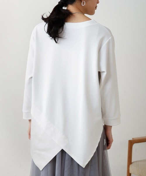 Bou Jeloud（ブージュルード）の「梨地プレーティングアシメ切替プルオーバー（Tシャツ/カットソー・レディース・ブルー/オフホワイト/チャコールグレー・FREE）」の10枚目の写真