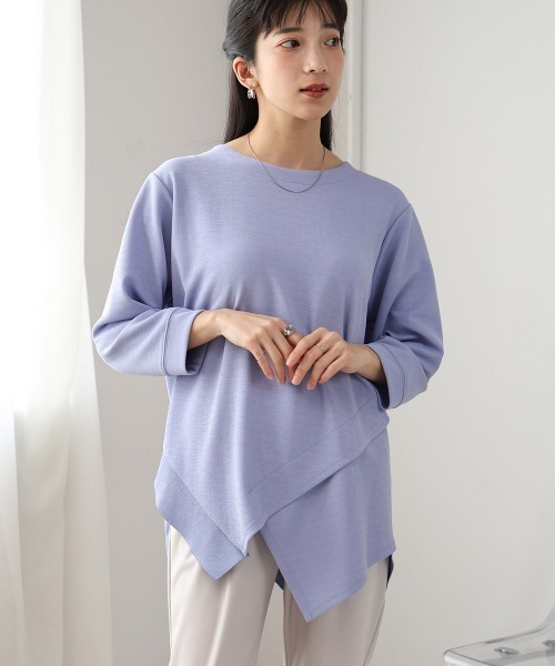 Bou Jeloud（ブージュルード）の「梨地プレーティングアシメ切替プルオーバー（Tシャツ/カットソー・レディース・ブルー/オフホワイト/チャコールグレー・FREE）」の18枚目の写真