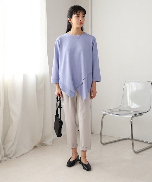 Bou Jeloud（ブージュルード）の「梨地プレーティングアシメ切替プルオーバー（Tシャツ/カットソー・レディース・ブルー/オフホワイト/チャコールグレー・FREE）」の19枚目の写真