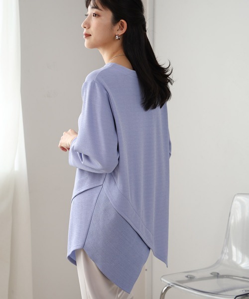 Bou Jeloud（ブージュルード）の「梨地プレーティングアシメ切替プルオーバー（Tシャツ/カットソー・レディース・ブルー/オフホワイト/チャコールグレー・FREE）」の20枚目の写真