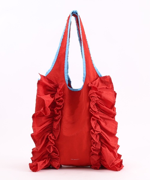 SMIR NASLI（サミールナスリ）の「配色ボリュームフリルトートバッグ／Ａ４対応（トートバッグ・レディース・オリーブ/ベージュ/ピンク/ブルー/レッド/ブラック/ライトグリーン・9/FREE）」の7枚目の写真