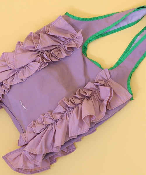 SMIR NASLI（サミールナスリ）の「配色ボリュームフリルトートバッグ／Ａ４対応（トートバッグ・レディース・オリーブ/ベージュ/ピンク/ブルー/レッド/ブラック/ライトグリーン・9/FREE）」の6枚目の写真