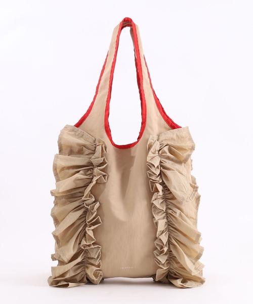 SMIR NASLI（サミールナスリ）の「配色ボリュームフリルトートバッグ／Ａ４対応（トートバッグ・レディース・オリーブ/ベージュ/ピンク/ブルー/レッド/ブラック/ライトグリーン・9/FREE）」の11枚目の写真