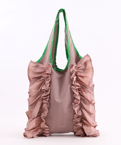 SMIR NASLI（サミールナスリ）の「配色ボリュームフリルトートバッグ／Ａ４対応（トートバッグ・レディース・オリーブ/ベージュ/ピンク/ブルー/レッド/ブラック/ライトグリーン・9/FREE）」の9枚目の写真