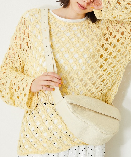 ORiental TRaffic（オリエンタルトラフィック）の「ソフトレザーボディーバッグ BA-222（ショルダーバッグ・レディース・ホワイト/ブラック/イエロー・ﾌﾘ-）」の2枚目の写真