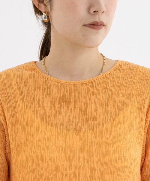 NOLLEY’S（ノーリーズ）の「クルーネックリンクルシャーリングプルオーバーカットソー（Tシャツ/カットソー・レディース・オレンジ/ブラック/オフホワイト・38）」の18枚目の写真