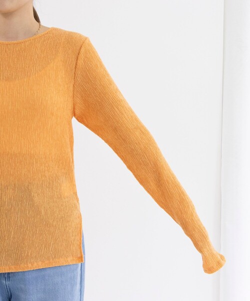 NOLLEY’S（ノーリーズ）の「クルーネックリンクルシャーリングプルオーバーカットソー（Tシャツ/カットソー・レディース・オレンジ/ブラック/オフホワイト・38）」の19枚目の写真