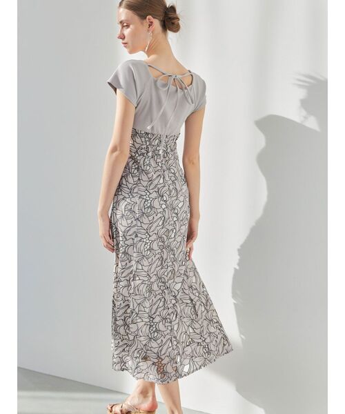 MERCURYDUO（マーキュリーデュオ）の「カットワーク刺繍ドッキングワンピース（ワンピース・レディース・オフホワイト/ベージュ/ブラック・MEDIUM/SMALL）」の7枚目の写真