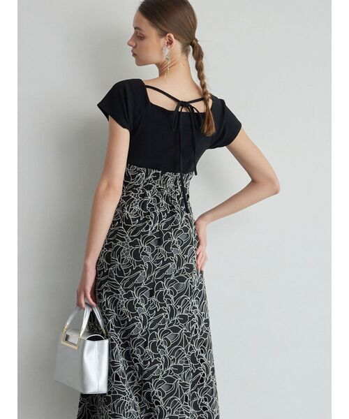 MERCURYDUO（マーキュリーデュオ）の「カットワーク刺繍ドッキングワンピース（ワンピース・レディース・オフホワイト/ベージュ/ブラック・MEDIUM/SMALL）」の2枚目の写真