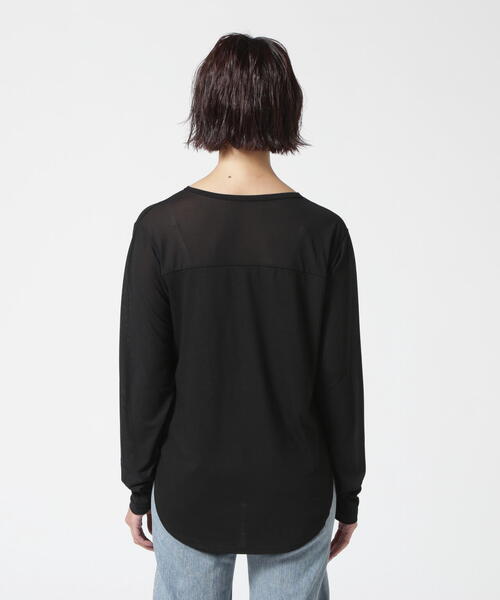 DROIT BELLO(ドロイトベロ)の「DROIT BELLO(ドロイトベロ)シアーベア切替プルオーバー(Tシャツ/カットソー・レディース・ホワイト/ブラック/カーキ・F)」の5枚目の写真