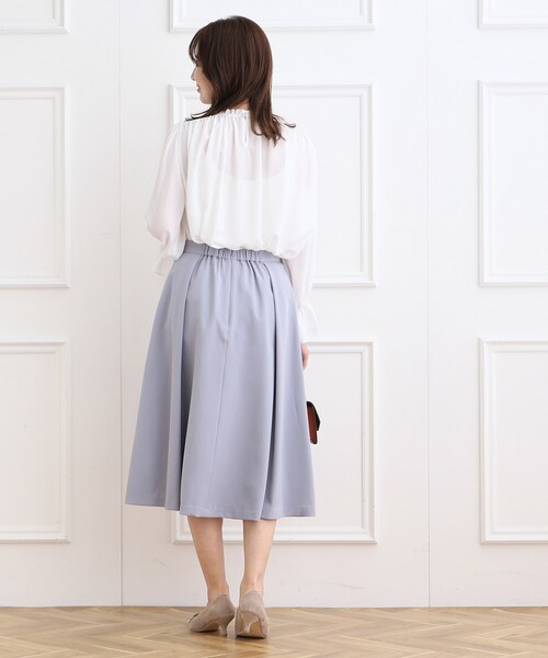 couture brooch（クチュールブローチ）の「◆【オフィス/セレモニー】プリーツデザインブラウス（シャツ/ブラウス・レディース・ライトブルー/ネイビー/ホワイト系・40/38/42/36）」の7枚目の写真