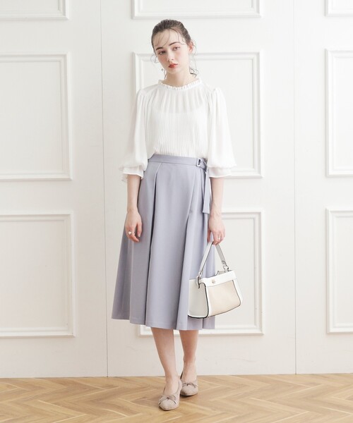 couture brooch（クチュールブローチ）の「◆【オフィス/セレモニー】プリーツデザインブラウス（シャツ/ブラウス・レディース・ライトブルー/ネイビー/ホワイト系・40/38/42/36）」の15枚目の写真