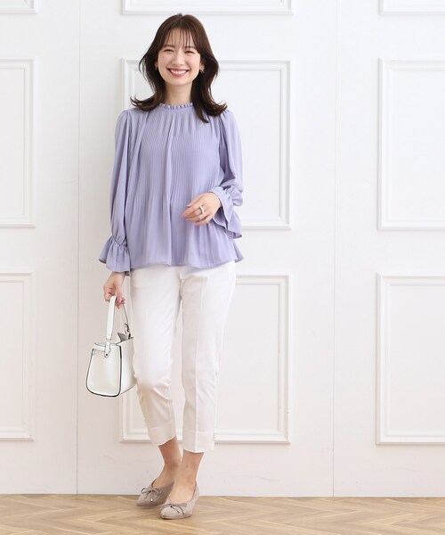 couture brooch（クチュールブローチ）の「◆【オフィス/セレモニー】プリーツデザインブラウス（シャツ/ブラウス・レディース・ライトブルー/ネイビー/ホワイト系・40/38/42/36）」の20枚目の写真