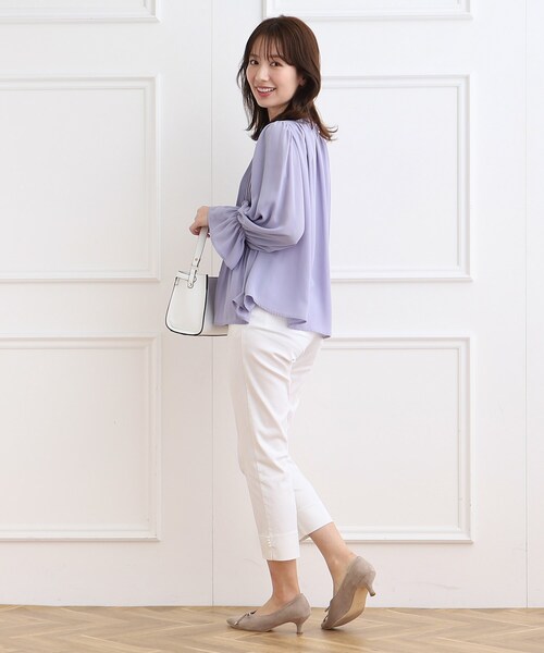 couture brooch（クチュールブローチ）の「◆【オフィス/セレモニー】プリーツデザインブラウス（シャツ/ブラウス・レディース・ライトブルー/ネイビー/ホワイト系・40/38/42/36）」の21枚目の写真