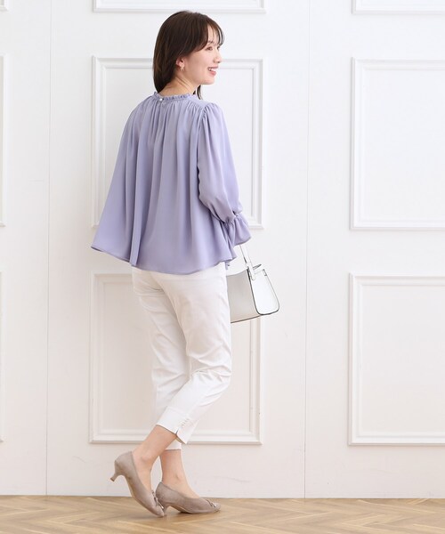 couture brooch（クチュールブローチ）の「◆【オフィス/セレモニー】プリーツデザインブラウス（シャツ/ブラウス・レディース・ライトブルー/ネイビー/ホワイト系・40/38/42/36）」の22枚目の写真