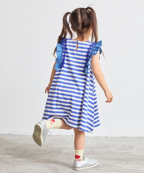 PEANUTS（ピーナッツ）の「【PEANUTS】スヌーピー/フリルボーダーワンピース（90～150cm）（ワンピース・キッズ・パープル・150/140/130/120/110/100/90）」の4枚目の写真