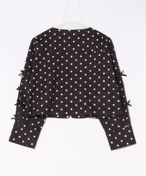PICCIN(ピッチン)の「サッカードット袖リボンジャケット(ノーカラージャケット・レディース・オフホワイト/ブラック・M)」の5枚目の写真