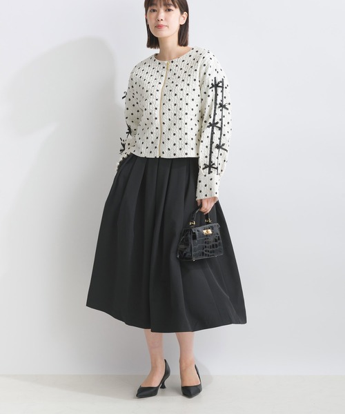 PICCIN(ピッチン)の「サッカードット袖リボンジャケット(ノーカラージャケット・レディース・オフホワイト/ブラック・M)」の11枚目の写真