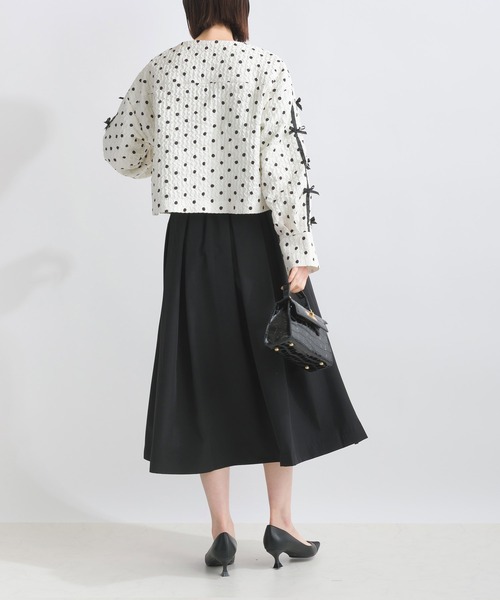 PICCIN(ピッチン)の「サッカードット袖リボンジャケット(ノーカラージャケット・レディース・オフホワイト/ブラック・M)」の13枚目の写真