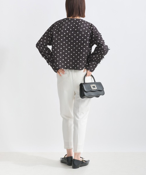 PICCIN(ピッチン)の「サッカードット袖リボンジャケット(ノーカラージャケット・レディース・オフホワイト/ブラック・M)」の19枚目の写真