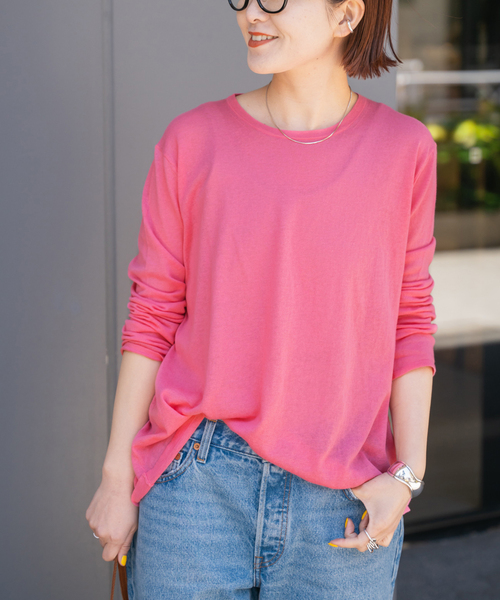 Spick & Span(スピックアンドスパン)の「SEA ISLAND COTTON ロングスリーブプルオーバー(ニット/セーター・レディース・ネイビー/ピンク/ホワイト/ライトグレー/ブラック・FREE)」の5枚目の写真