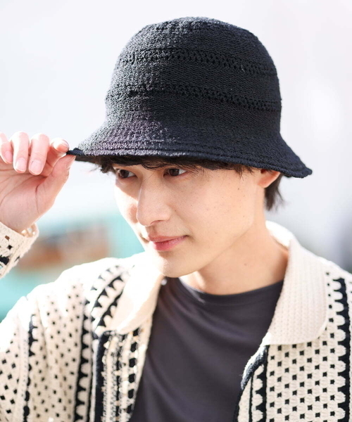 a.v.v（アーヴェヴェ）の「【ユニセックス】クロッシェサーモハット（ハット・メンズ・ブラック・46）」の2枚目の写真