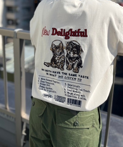 ENIM BY VICKY（エニムバイビッキー）の「イヌネコバック刺繍Tシャツ《洗濯機で洗える》（Tシャツ/カットソー・レディース・ホワイト/チャコールグレー/ホワイト系その他/ブラック系その他・M/L）」の7枚目の写真